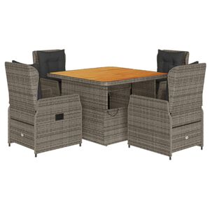 vidaXL Set mobilier de grădină cu perne, 5 piese, gri, poliratan