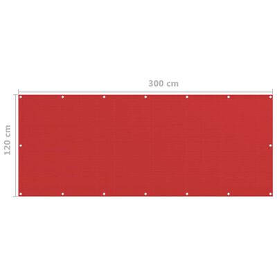 vidaXL Paravan pentru balcon, roșu, 120 x 300 cm, HDPE