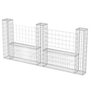 vidaXL Coș gabion &icirc;n formă de U, 240 x 20 x 100 cm, oțel galvanizat