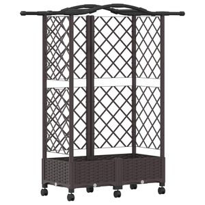 vidaXL Pat Ridicat cu Trellis și Acoperiș Maro 124 x 40 x 129 cm PP