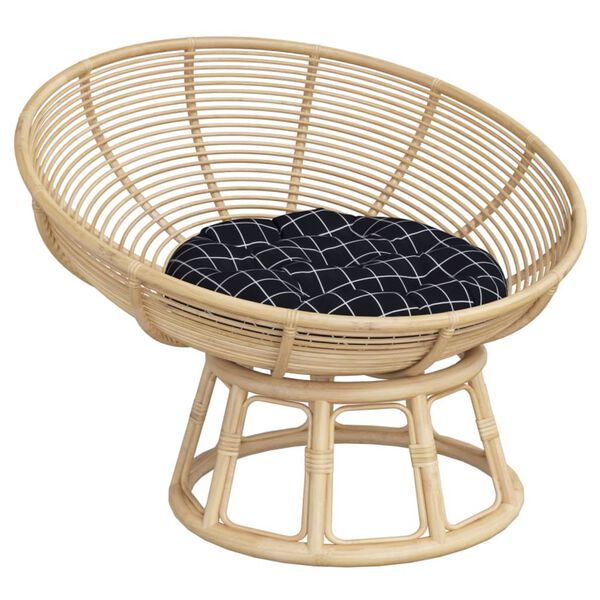 vidaXL Pernă rotundă, negru, &Oslash; 60x11cm, țesătură Oxford, model carouri