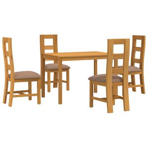 vidaXL Set de dining 5 buc. Gri Lemn de stejar masiv