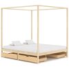 vidaXL Cadru pat cu baldachin, 4 sertare, 160x200 cm, lemn masiv pin