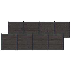 vidaXL Panou de Gardă 8 pcs WPC și Aluminiu Negru