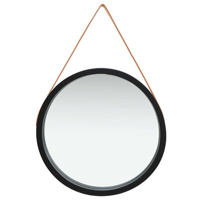 vidaXL Oglindă de perete cu o curea, 60 cm, negru