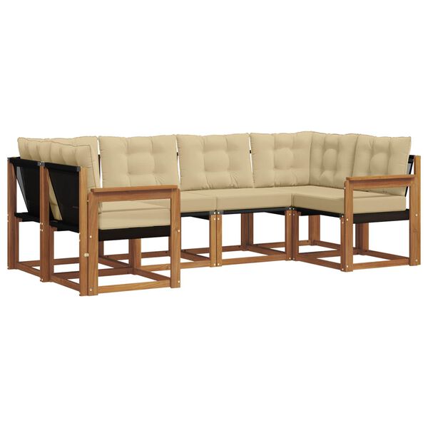 vidaXL Set de canapele de exterior cu pernă 6 pcs Natural și Bej