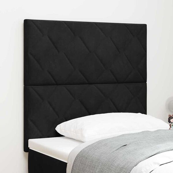 vidaXL Tăblie LED cu headboard Negru 100 cm Piele artificială
