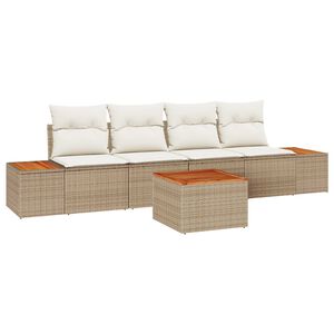 vidaXL Set de canapele pentru grădină cu pernă 5 pcs Bej Rattan poli