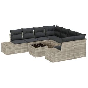 vidaXL Set de canapele pentru grădină 9 buc. Gri deschis și gri &icirc;nchis