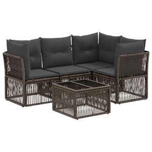 vidaXL Set de canapele pentru grădină 5 pcs Gri poliratan