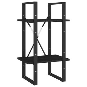 vidaXL Bibliotecă cu 2 rafturi, negru, 40x30x70 cm, lemn masiv de pin