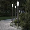vidaXL St&acirc;lpi iluminatori cu senzor și priză, 3 buc., 110 cm, oțel inoxidabil, IP44
