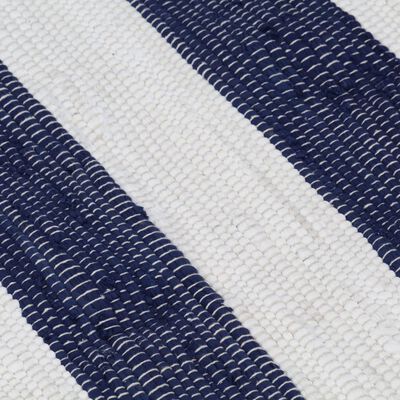vidaXL Covor Chindi țesut manual, albastru și alb, 80 x 160 cm, bumbac