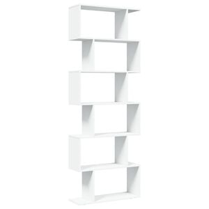 vidaXL Bibliotecă/separator cameră, 6 niveluri, alb, 70x24x193cm, lemn