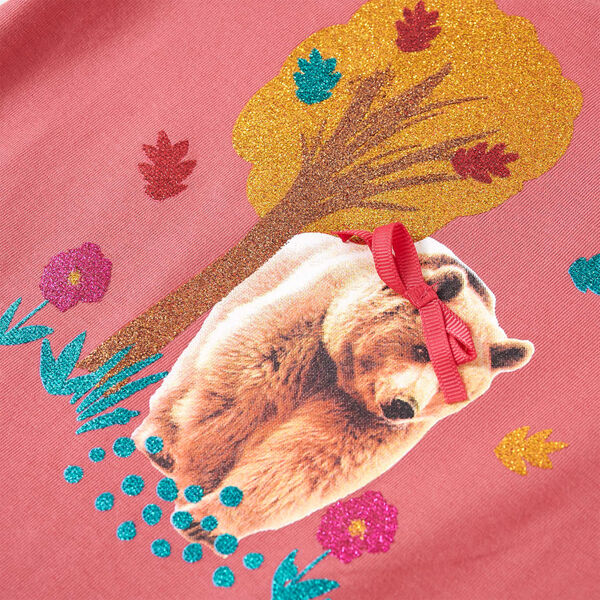 Tricou pentru copii cu mâneci lungi, roz antichizat, 140