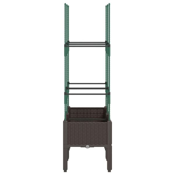 vidaXL Jardinieră de grădină cu spalier, maro, 80x40x142,5 cm, PP