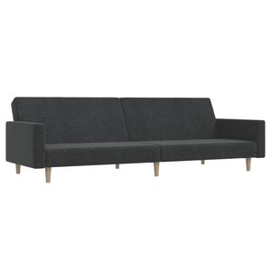vidaXL Canapea extensibilă cu 2 locuri, gri &icirc;nchis, textil