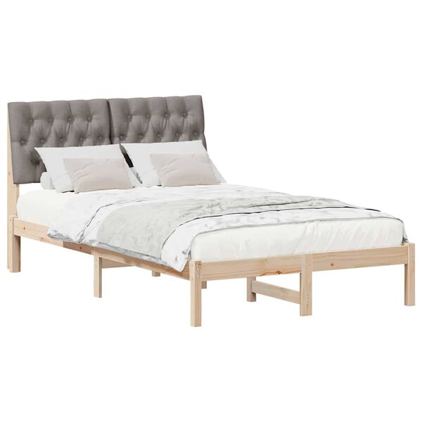 vidaXL Cadru de pat cu tăblie tapițată cu headboard Maro 120 x 190 cm