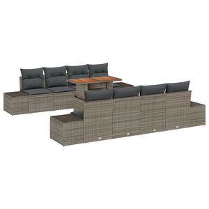 vidaXL Set de canapele pentru grădină 9 pcs Gri Rattan poli