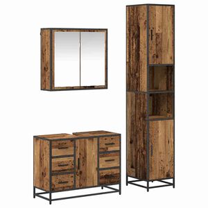 vidaXL Set de mobilier pentru baie 3 pcs Lemn Vechi Lemn compozit