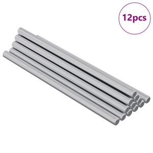 vidaXL Coroană filetată 12 pcs Argintiu 6 x 120 mm Oțel