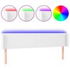 vidaXL Tăblie de pat cu LED, alb, 163x16x78/88 cm, piele ecologică