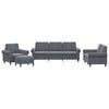 vidaXL Set de canapele cu perne, 4 piese, gri &icirc;nchis, catifea