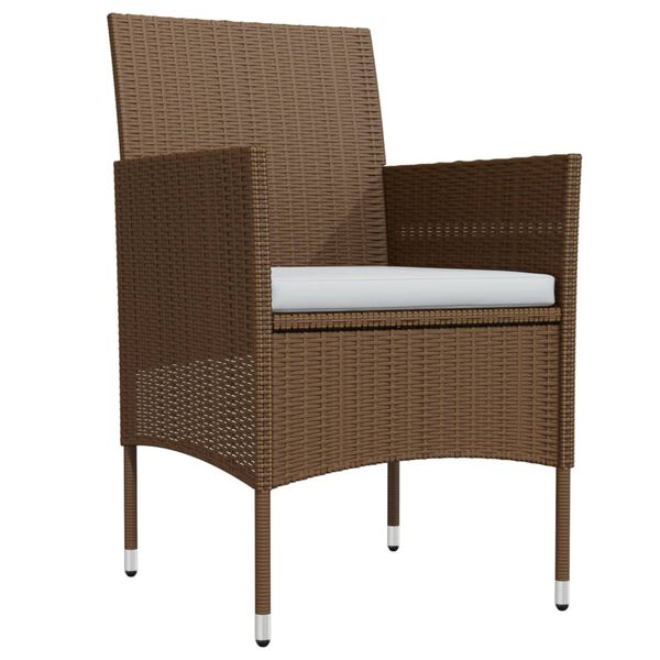 vidaXL Set mobilier de grădină, cu perne, 3 piese, maro și negru