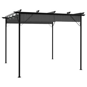 vidaXL Pergolă cu acoperiș retractabil, antracit, 3x3m, oțel, 180 g/m&sup2;
