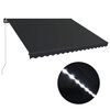 vidaXL Copertină retractabilă manual cu LED, antracit, 450 x 300 cm