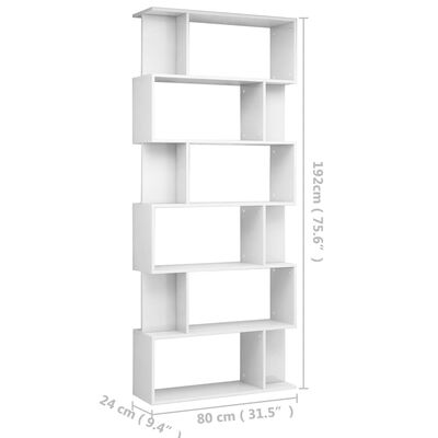vidaXL Bibliotecă/Separator cameră, alb extralucios, 80x24x192 cm, PAL