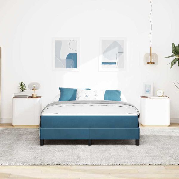 vidaXL Pat cu arcuri cu saltea Albastru &icirc;nchis 140 x 200 cm țesătură