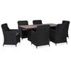 vidaXL Set mobilier de exterior, 7 piese, negru, poliratan