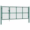 vidaXL Poartă de grădină din plasă, verde, 350x125 cm, oțel galvanizat
