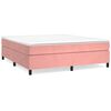 vidaXL Pat box spring cu saltea, roz, 160x200 cm, catifea