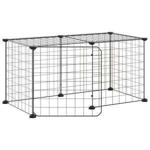 vidaXL Cușcă animale de companie cu ușă, 8 panouri, negru 35x35cm oțel