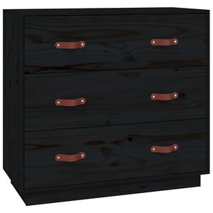 vidaXL Dulap, negru, 80x40x75 cm, lemn masiv de pin