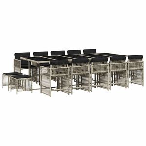 vidaXL Set mobilier de grădină cu perne 15 piese gri deschis poliratan
