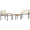 vidaXL Set de Mobilier pentru Exterior 3 buc. 2-Locuri Alb crem
