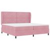 vidaXL Pat cu arcuri cu saltea cu headboard Roz 200 x 200 cm Poliester