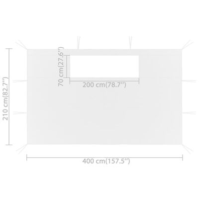 vidaXL Pereți laterali foișor cu ferestre 2 buc. alb 4x2,1 m 70 g/m²