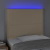 vidaXL Tăblie de pat cu LED, crem, 80x5x118/128 cm, textil