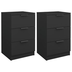 vidaXL Noptiere, 2 buc., Negru, 40x36x65 cm