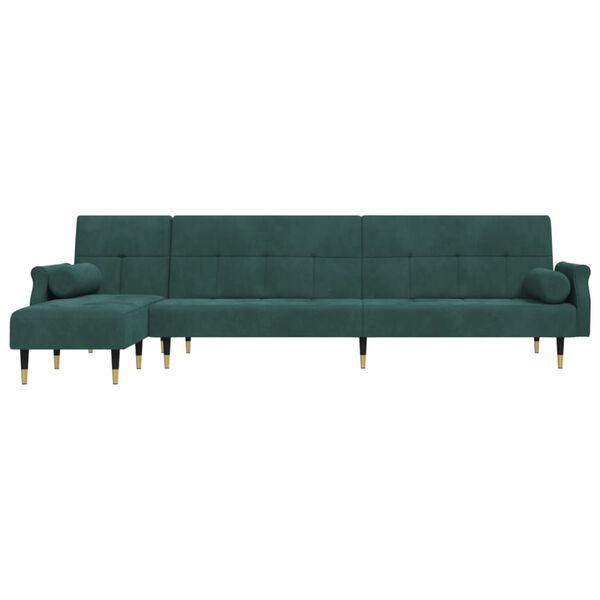 vidaXL Canapea extensibilă în formă de L verde 271x140x70 cm catifea