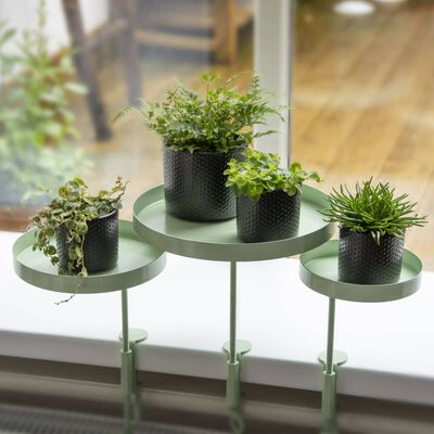 Esschert Design Tavă pentru plante cu clemă, verde, rotund, L