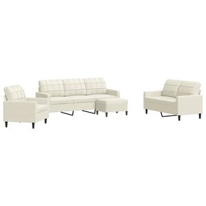 vidaXL Set de canapele cu perne, 4 piese, crem, catifea