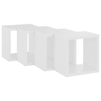 vidaXL Rafturi de perete în formă de cub , 4 buc., alb , 22x15x22 cm