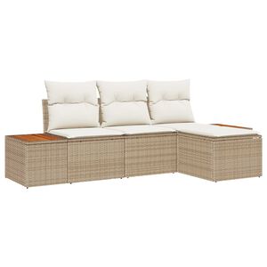 vidaXL Set de canapele pentru grădină 4 pcs Bej și crem Poli Rattan