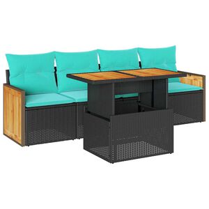 vidaXL Set mobilier de grădină cu perne, 5 piese,poliratan/lemn acacia