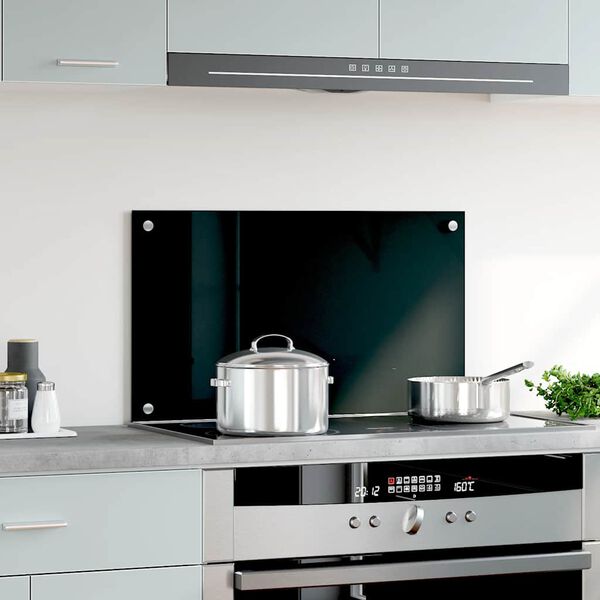 vidaXL Panou antistropi de bucătărie, negru 70x40 cm sticlă securizată